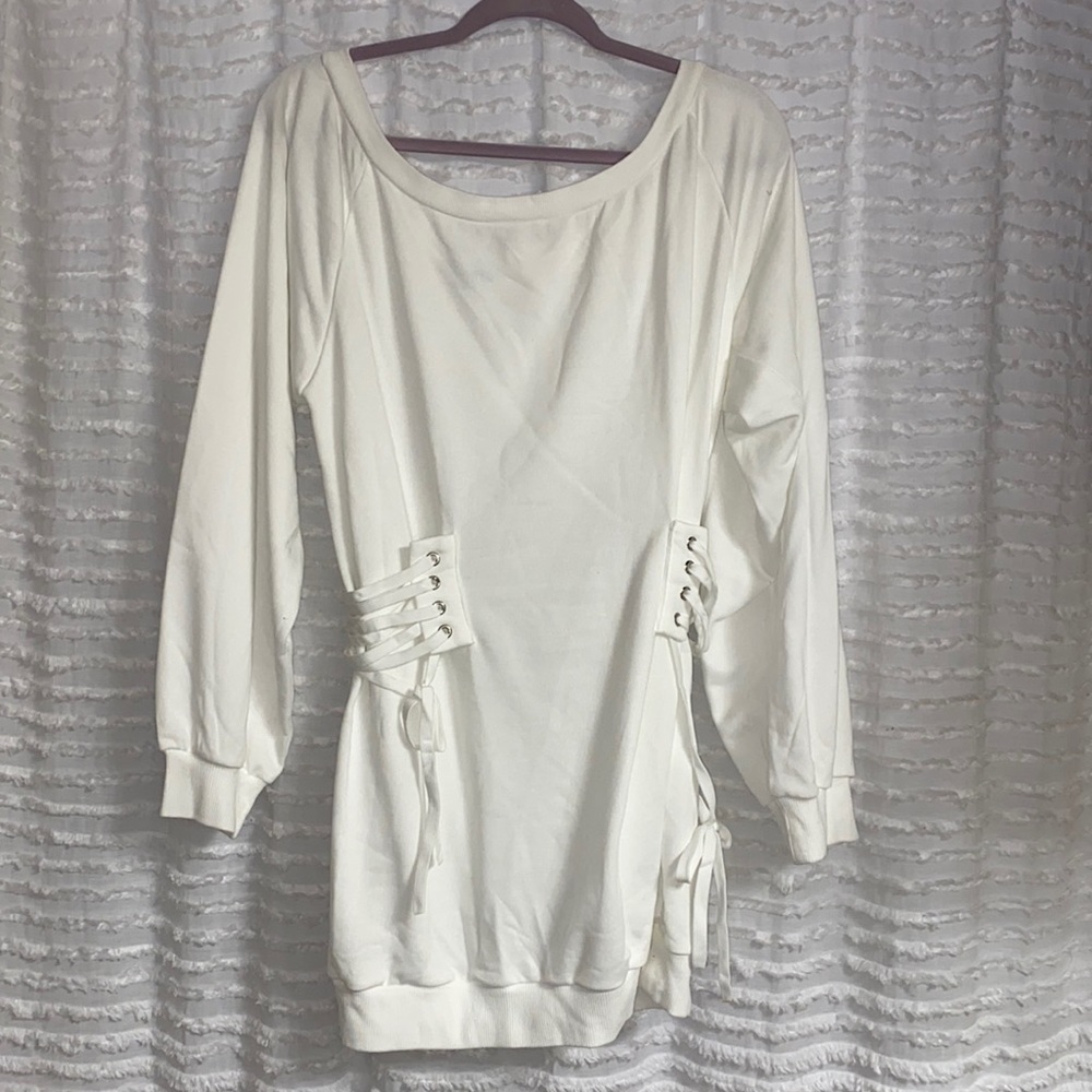 White corset sweater dress